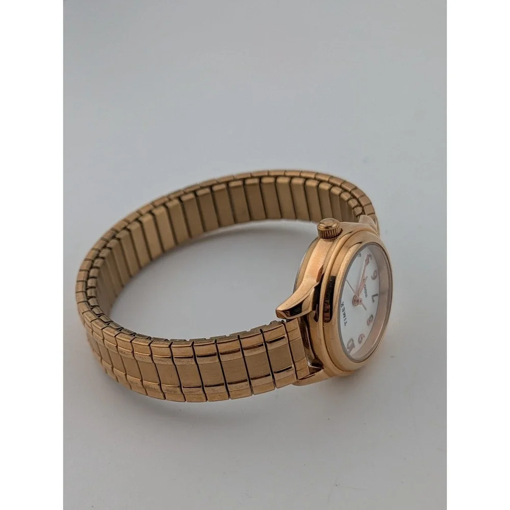 Timex Easy Reader Watch Women Indiglo 27mm Case Gold Stretch Band- New Battery